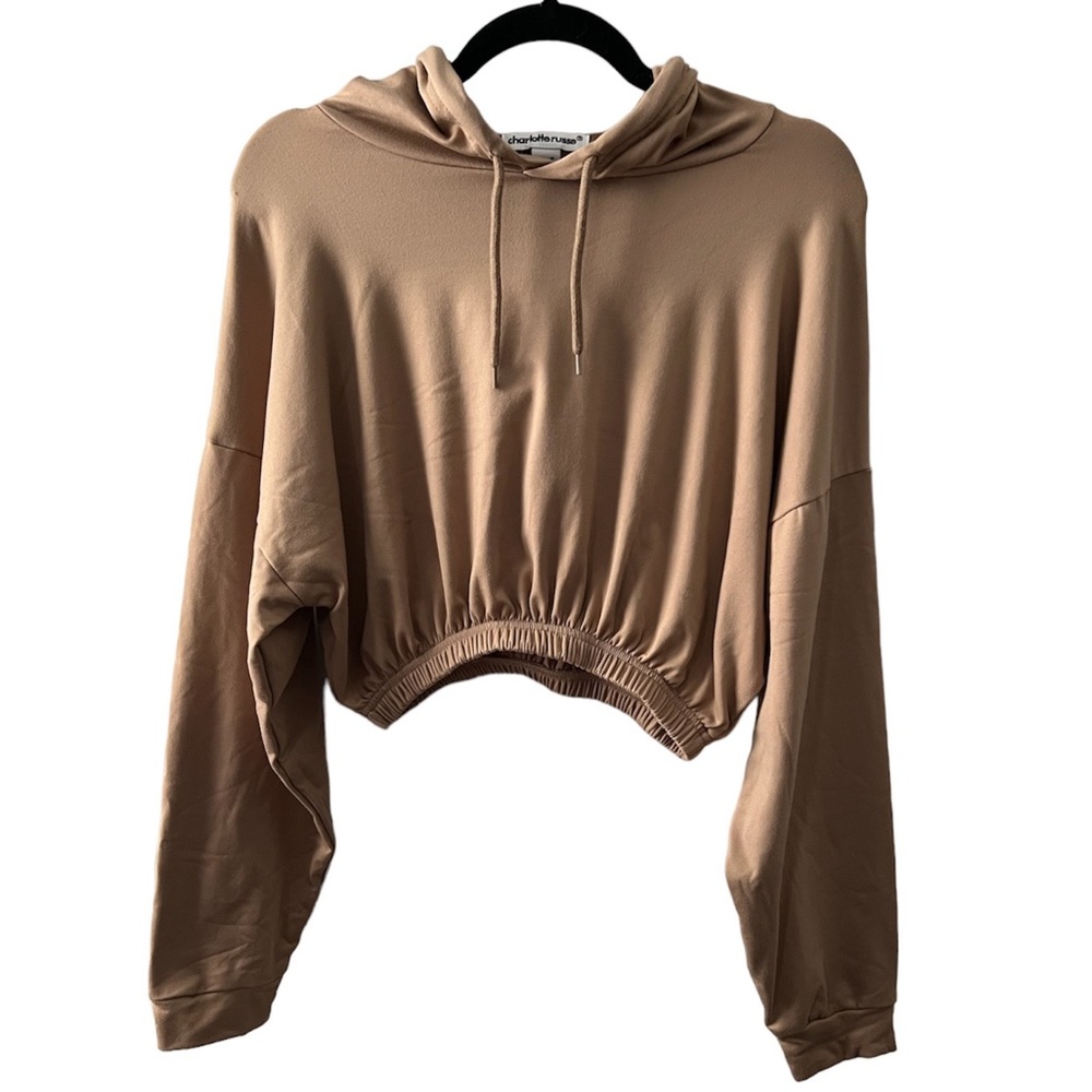 CHARLOTTE RUSSE | NWOT TAN CROPPED HOODIE